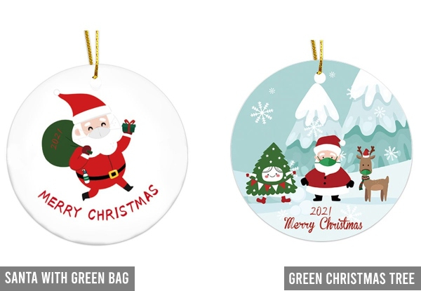 Two-Pack Christmas Tree Ceramic Ornaments - Option for Four