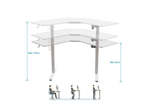 Electric Height Adjustable Corner Desk - Two Colours Available