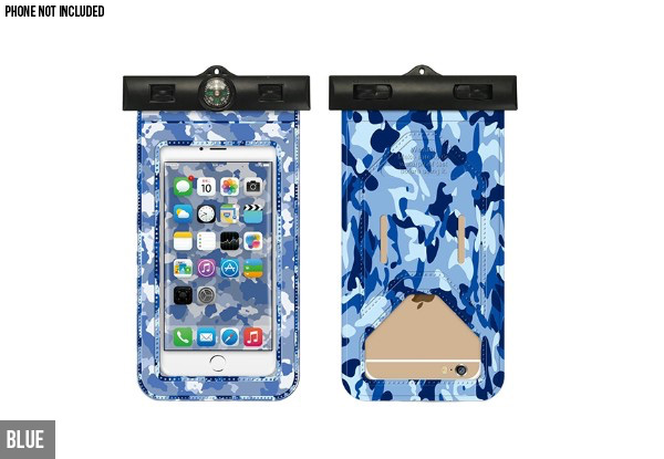 Waterproof Camouflage Phone Case incl. Compass - Six Colours Available - Option for Two with Free Delivery
