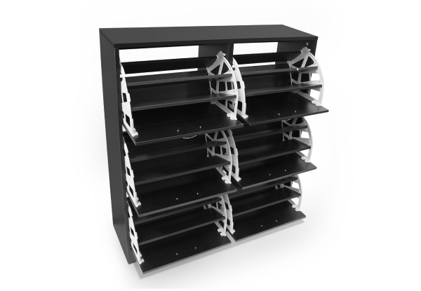 Six Compartment Shoe Cabinet for 54 Pairs of Shoes - Two Colours Available