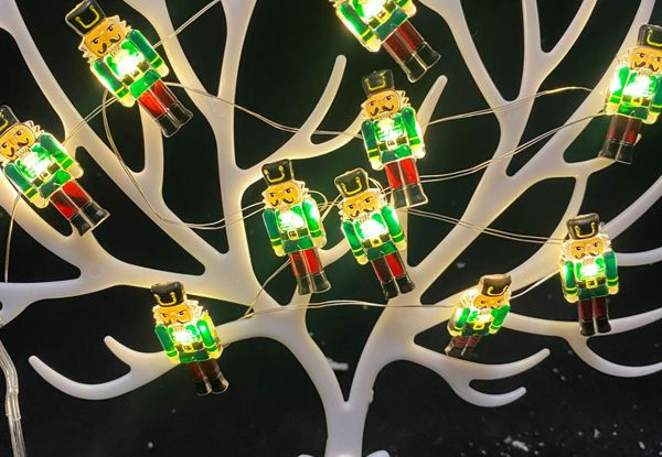 Christmas Walnut Soldier String 20-LED Lights - Available in Two Colours & Option for Two-Pack