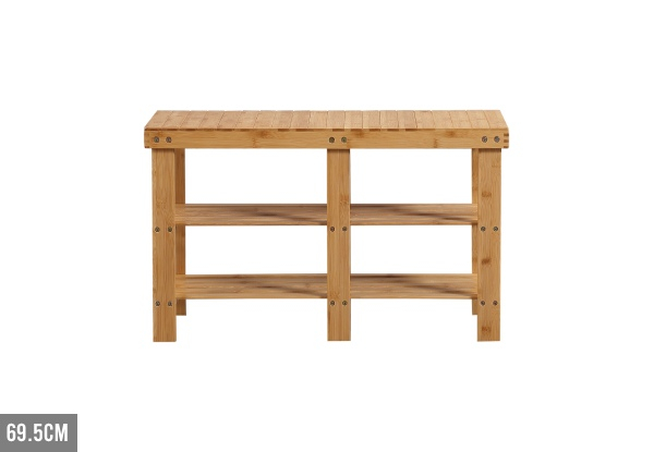 Bamboo Three-Tier Shoe Rack Bench - Two Sizes Available