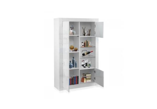 High-Gloss Side Cabinet LED Display Shelf - Two Colours Available