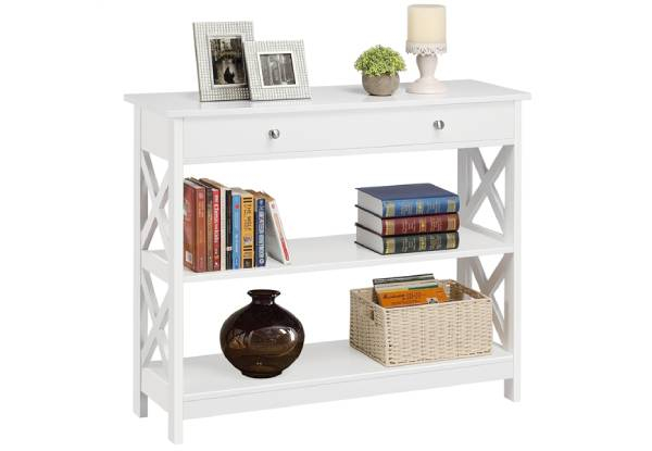 Wooden Console Table with Drawer & Two Open Shelves - Two Colours Available