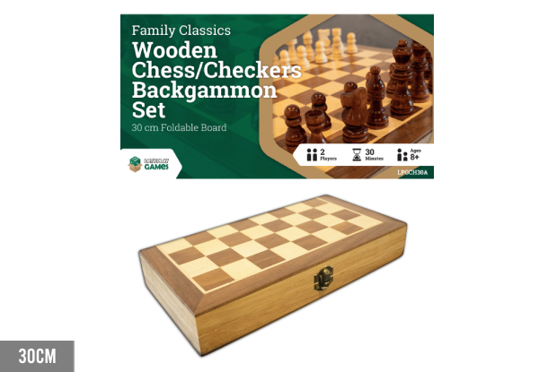 LPG Wooden Foldable Chess, Checkers & Backgammon Set - Available in Three Sizes & Option for Backgammon Set