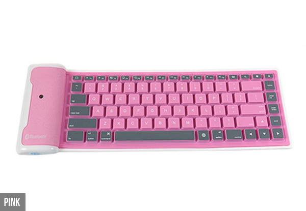 Water Resistant Bluetooth Roll-Up Silicone Keyboard - Four Colours Available with Free Delivery
