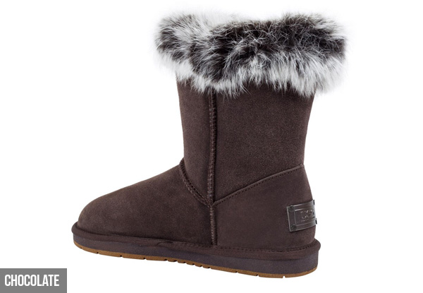 Auzland Women's 'Fame' Australian Sheepskin Fur Trim with Single Button UGG Boots - Three Colours & Six Sizes Available