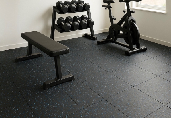 Four-Pack Interlocking Rubber Gym Floor Mat