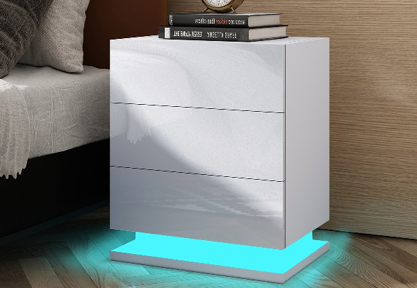 Three-Drawer Nightstand with RGB LED Light - Two Colours Available