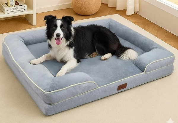 Orthopedic Memory Foam Dog Bed with Bolster Sides - Available in Four Sizes