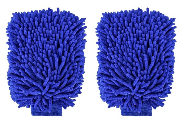 Double Sided Premium Microfiber Car Washing Cleaning Gloves - Two-Pack