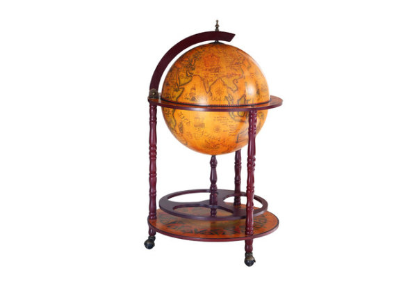 Antique Globe Mobile Bar Cart