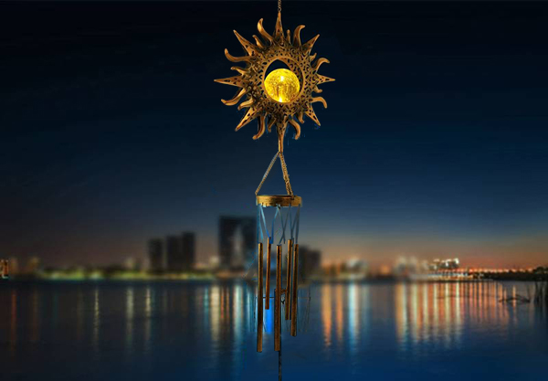 Solar Powered Outdoor Wrought Iron Hanging Wind Chime Light - Three Options Available