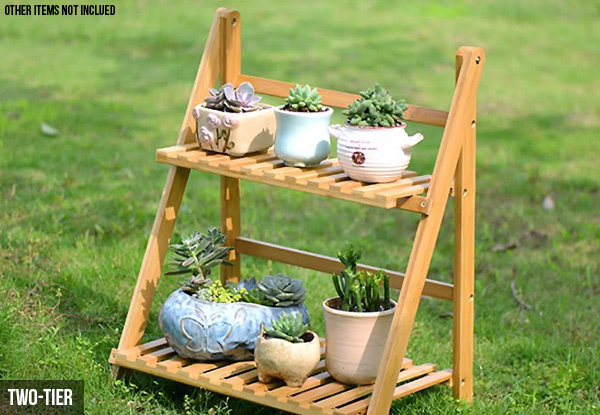 Tiered Collapsible Bamboo Plant Rack - Two Sizes Available