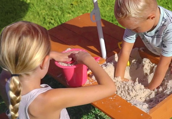 Kids Picnic Bench Set with Sand & Water Table