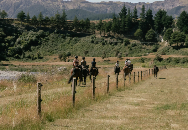 Hawke's Bay Boutique Mohaka River Farm Getaway & Horse Trekking Experience incl. Picnic & Continental Breakfast - Options for Two or Four People