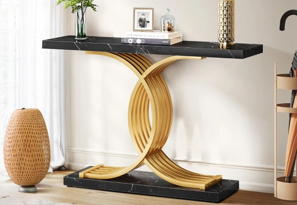 Hall Console Table with Faux Marble Top