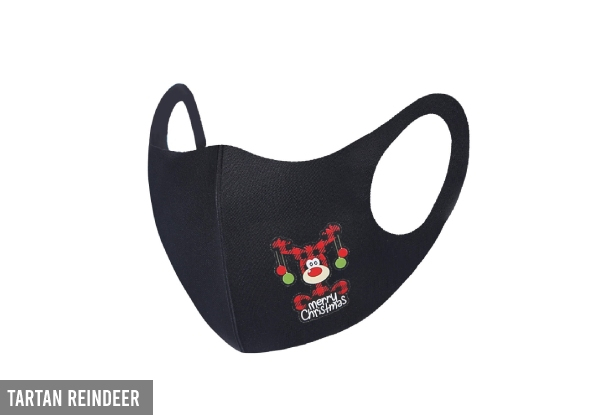 Five-Pack Unisex Christmas Themed Reusable Face Masks for Adults