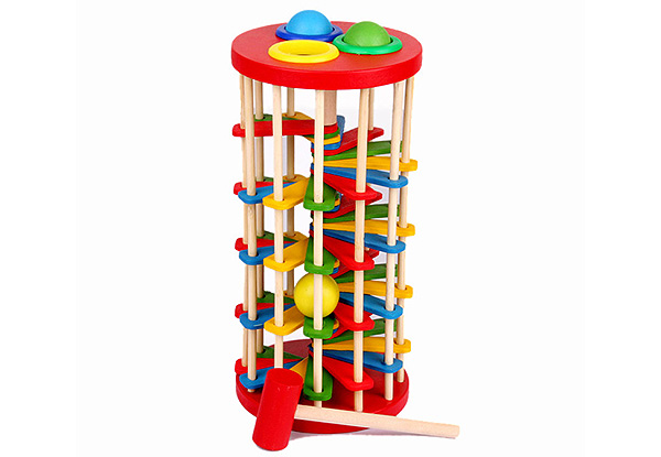 Colourful Wooden Kids Ball Rolling Tower