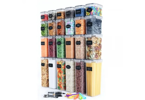 24-Pack Storage Plastic Canisters for Pantry Organisation
