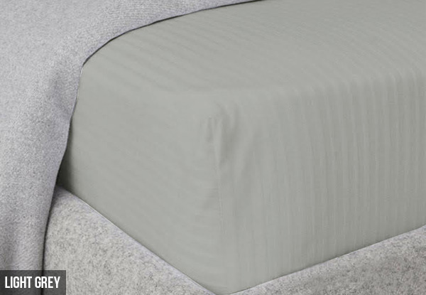 Fitted Sheet with Damask Stripe - Six Colours & Sizes Available