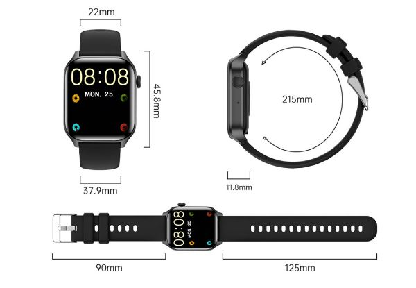 Water-Resistant Heart Rate Fitness Recording Smartwatch - Available in Five Styles & Options for Two-Pack