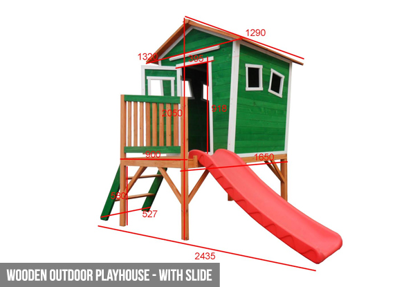 Wooden Outdoor Playhouse with Slide