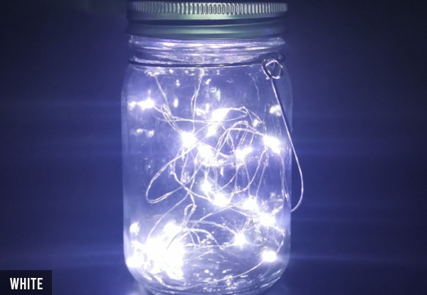 Solar LED Mason Jar Decorative Fairy Light - Three Colours Available