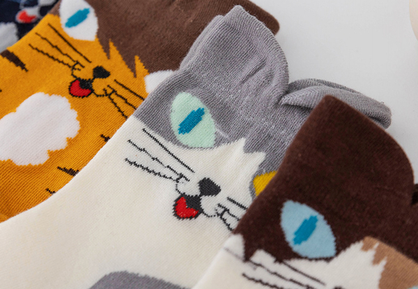 Cute Animal Printed Socks - Available in Two Styles & Option for Four, Five, Eight & 10-Pairs