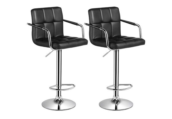Two Synthetic Leather Swivel Bar Stools
