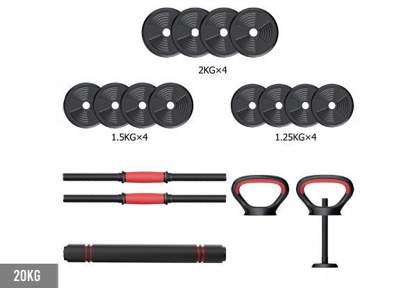 Four-in-One Adjustable Dumbbell Set - Option for 20kg, 30kg or 40kg