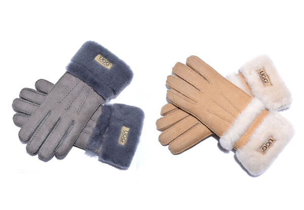 Auzland Women's 'Cora' Leather Suede Double Cuff UGG Gloves - Three Sizes & Two Colours Available