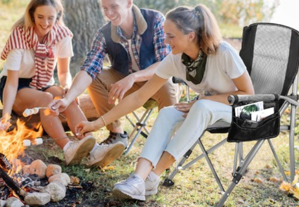 Folding Camping Chair with Armrests Cup Holder - Two Colours Available