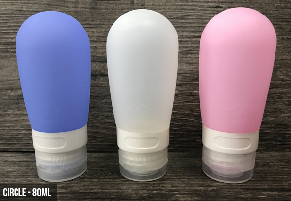Three-Pack of Refillable Silicone Travel Bottles - Three Sizes & Three Shapes Available with Free Delivery