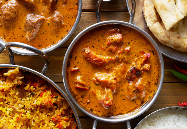 Indian Dining Experience incl. Two Mains, Two Naan Breads and Two Rice  - Option for Four People