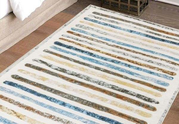 Marlow Soft Plush Vintage Stripe Floor Rug - Four Sizes Available