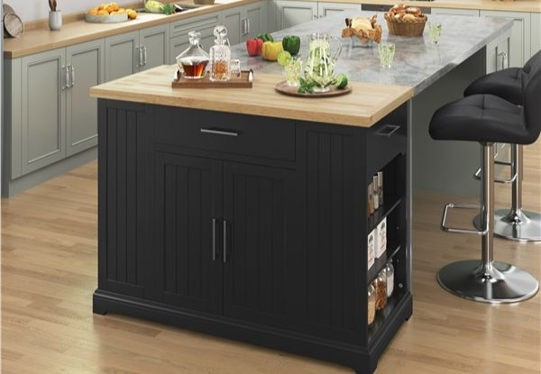 Kitchen Island Cart with Wood Top