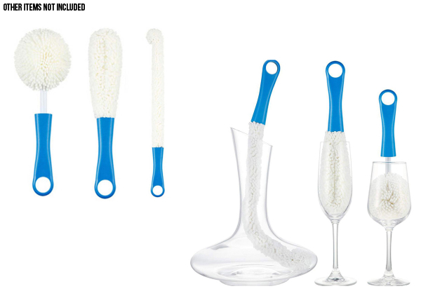 Three-Piece Set of Bendable Decanter Bottle Cleaning Brushes