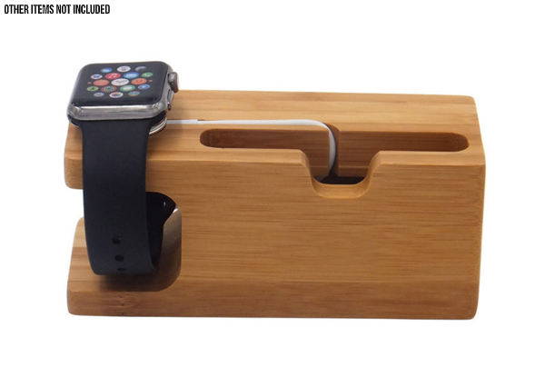 Bamboo Wood Charging Stand Compatible with iPhone & Apple Watch - Option for Two