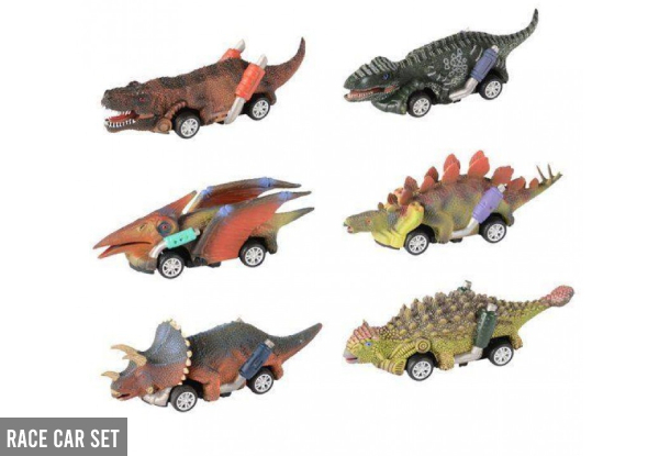 Six-Pack Pull-Back Dinosaur Toys Set - Two Options Available