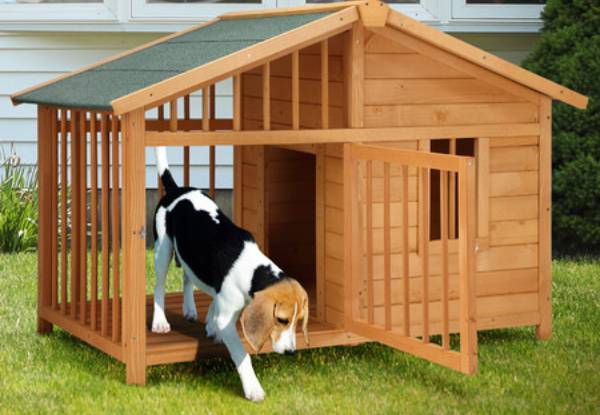 Petscene Large Raised Wooden Dog House