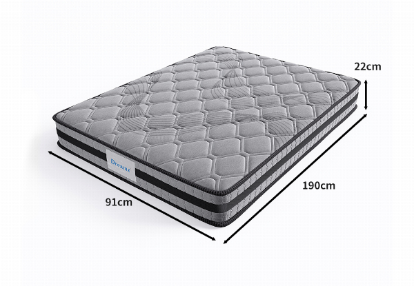 Dreamz 22cm Pocket Egg Medium Firm Single Spring Mattress