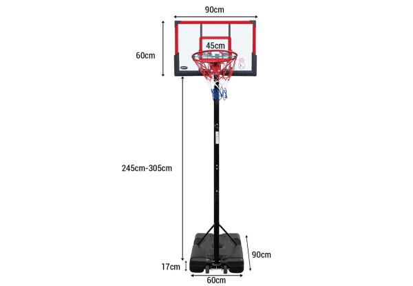 Portable 2.45m - 3.05m Basketball Hoop Stand