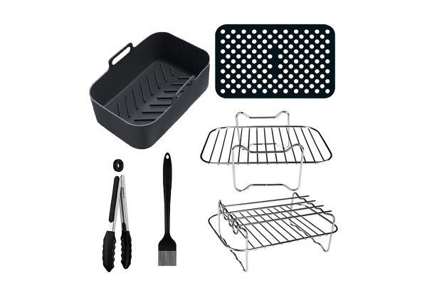 Six Piece Air Fryer Racks Accessories for Ninja Dual AF300UK AF400UK Silicone Liners