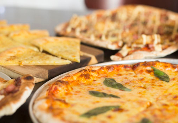 Two Large Wood-Fired Pizzas & Garlic Bread or Fries for Two People - Options for up to Six People