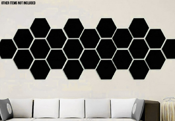 Ten-Piece Hexagon Shape Mirror Surface Wall Stickers - Three Colours Available & Option for 20-Piece