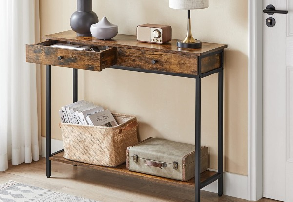 Vasagle Console Hall Table with Two Drawers - Two Options Available