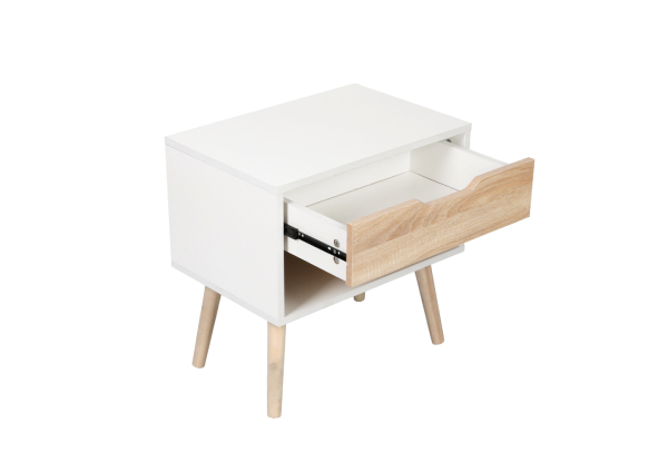 Wood Accent Bedside End Table with Drawer - Two Colours Available