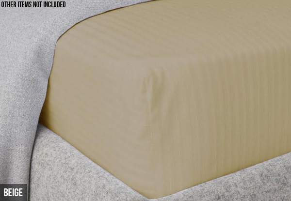 Fitted Sheet with Damask Strip - Four Colours & Three Sizes Available
