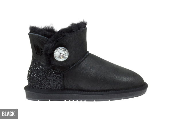 Auzland Women's 'Sabrina'  Nappa Mini Crystal Button UGG Boots - Two Colours Available